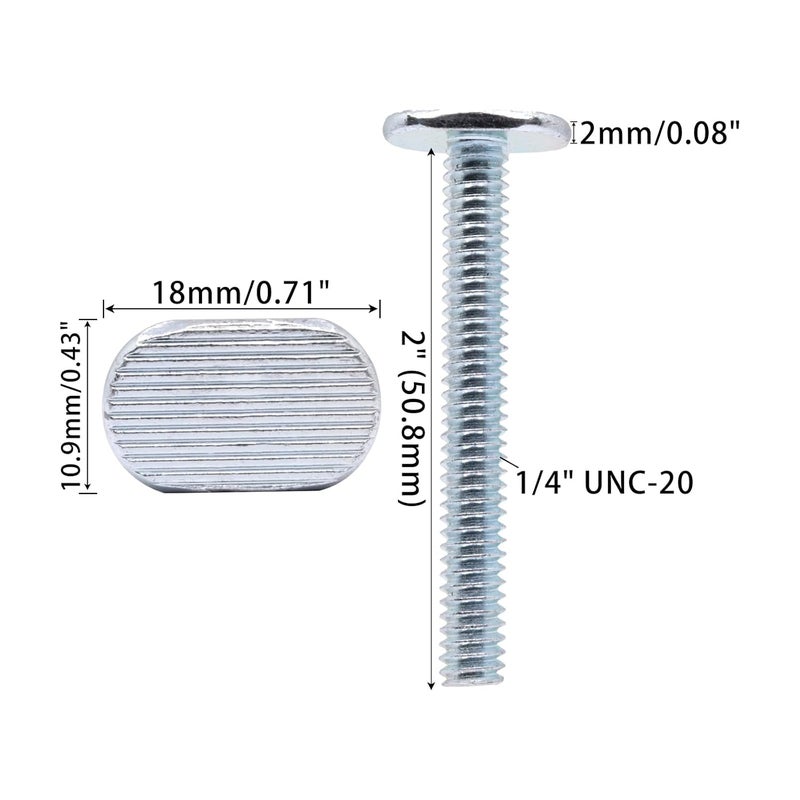 BUXIMN 22pcs 1/4"-20 T Track Bolts for T Track, 2" Length Universal T-Slot Bolts, T-Thread Bolt for Woodworking - Image 2